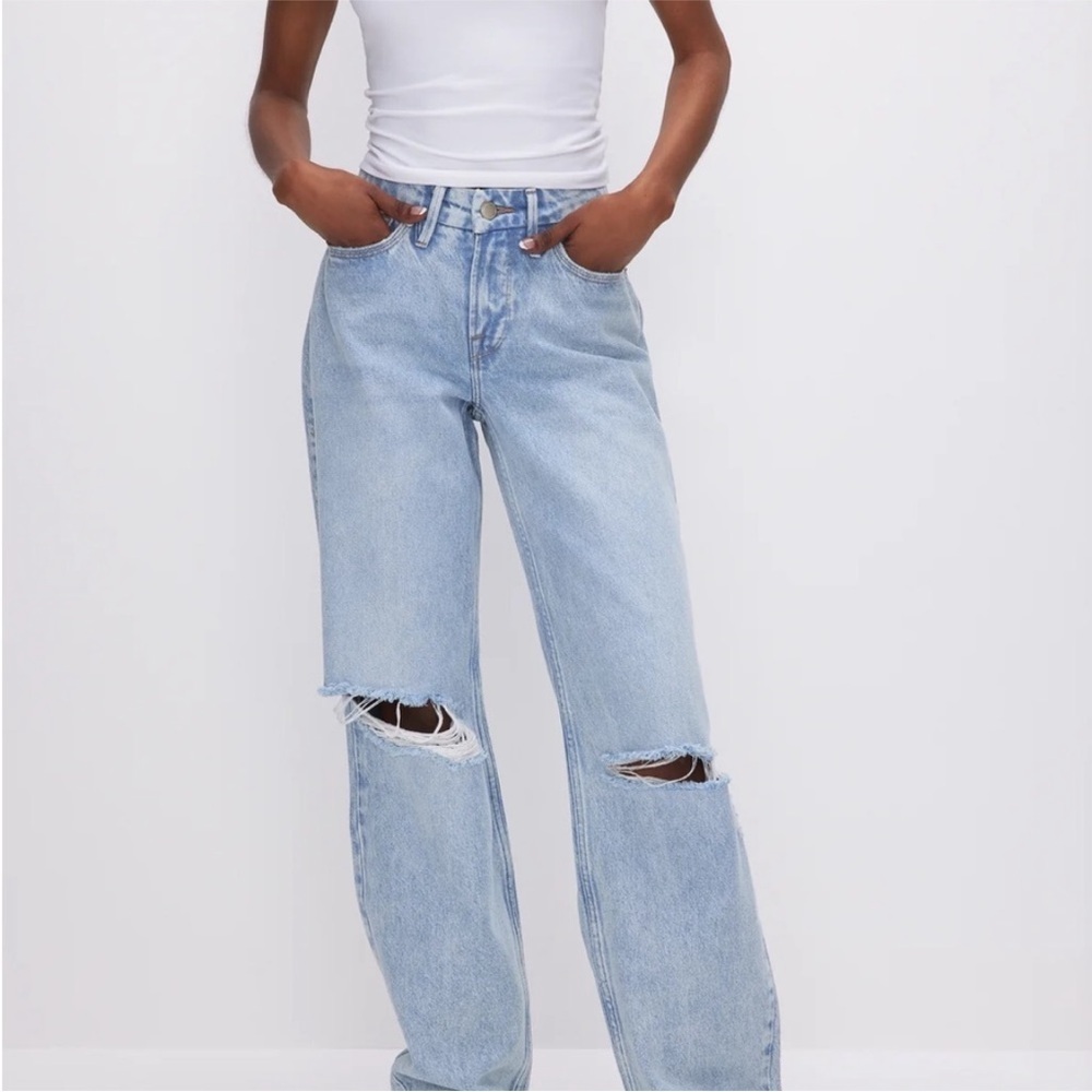 Good American Good '90s Ripped High Waist Relaxed Jeans GNIC999T Blue953 - Picture 2 of 10
